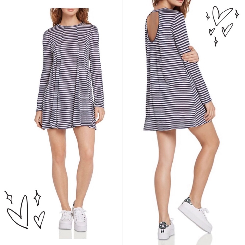BCBGeneration Back Cutout Striped Swing Dress